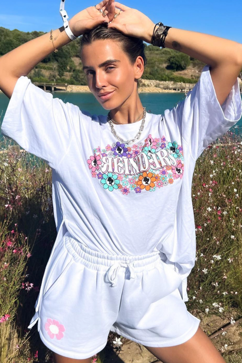 T-SHIRT OS SPLITS FLOWERS