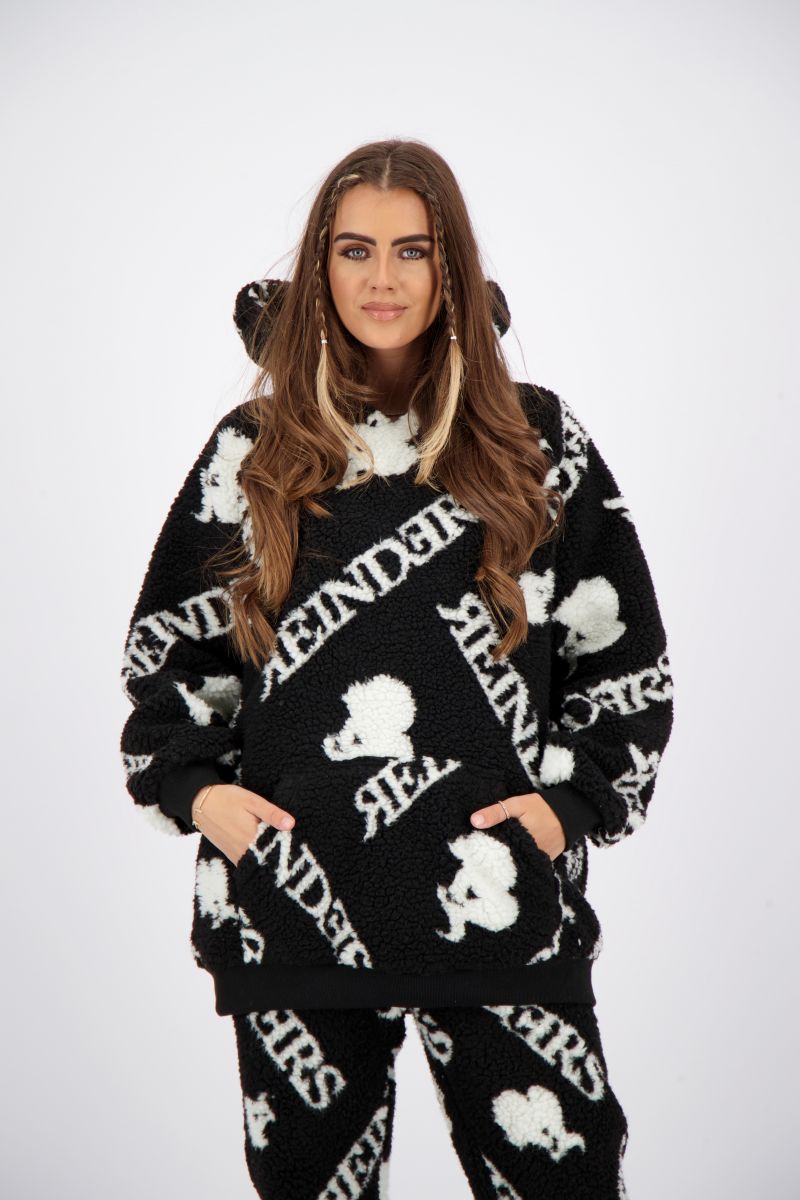 TEDDY HOODIE WITH ALL OVER PRINT
