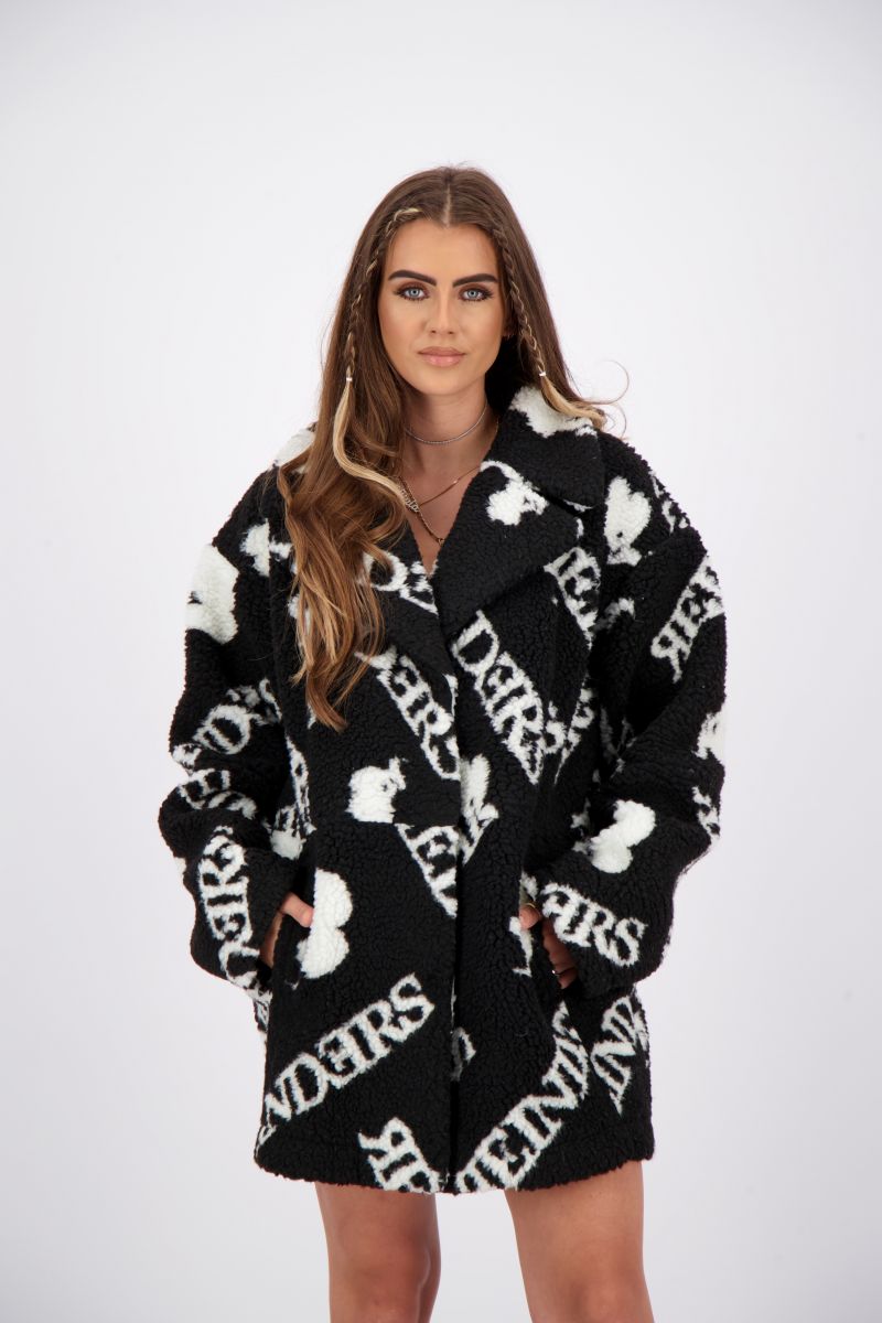 TEDDY COAT SHORT WITH ALL OVER PRINT