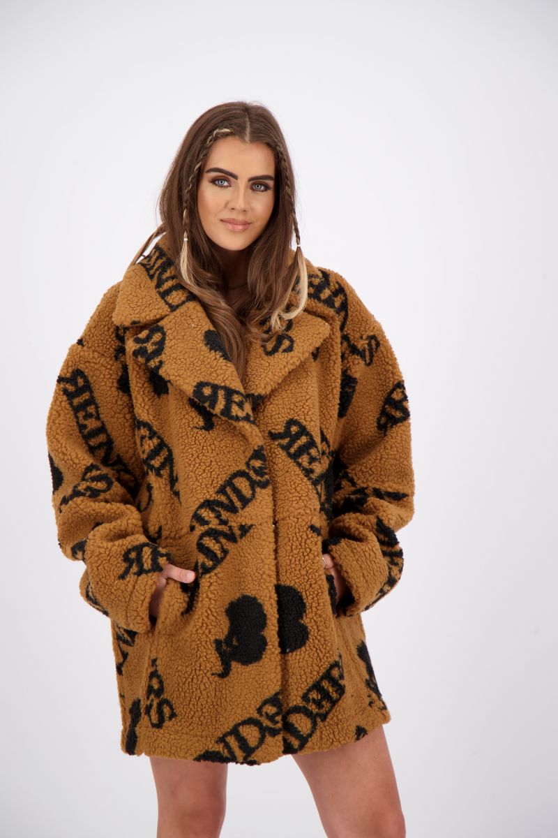 TEDDY COAT SHORT WITH ALL OVER PRINT