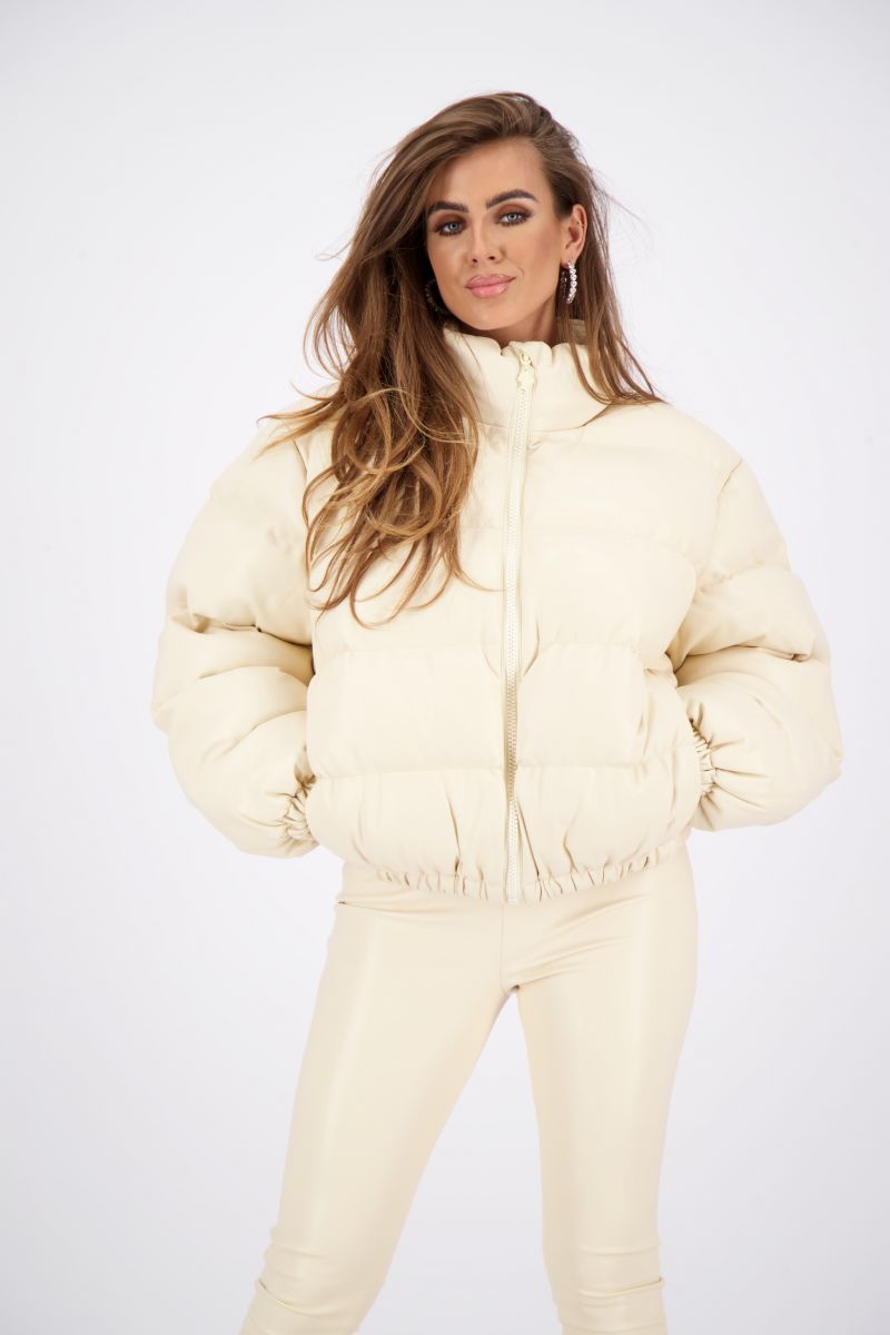 PU LEATHER BOMBER JACKET SHORT