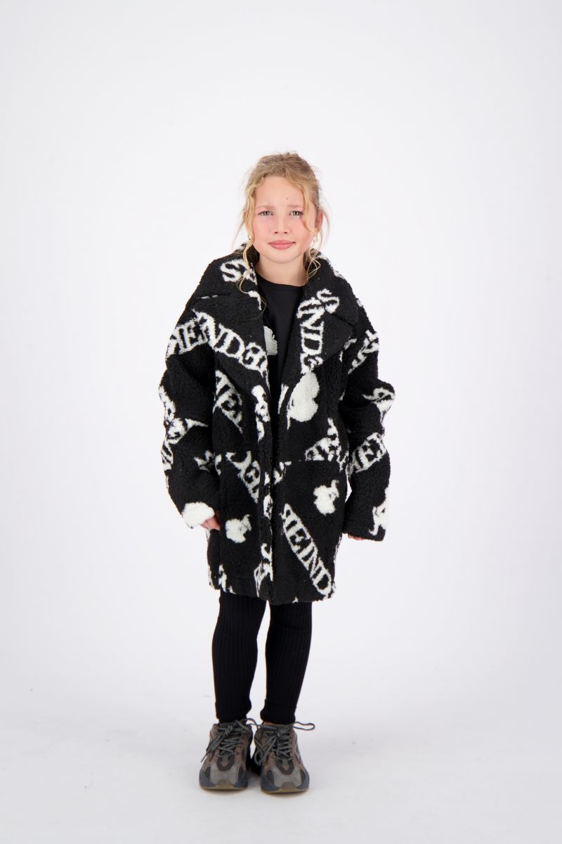 TEDDY COAT SHORT WITH ALL OVER PRINT